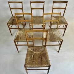 Gio Ponti Mid Century Modern Set of Six Ash Wood 699 Superleggera Chairs by Gio Ponti - 3343447
