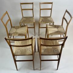 Gio Ponti Mid Century Modern Set of Six Ash Wood 699 Superleggera Chairs by Gio Ponti - 3343455