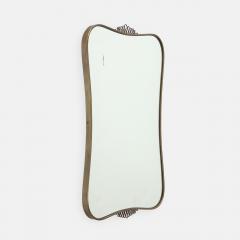 Gio Ponti Midcentury Italian Brass Wall Mirror Scroll Top Bottom in Style of Gio Ponti - 4479404