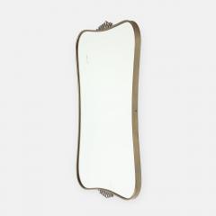 Gio Ponti Midcentury Italian Brass Wall Mirror Scroll Top Bottom in Style of Gio Ponti - 4479406