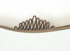Gio Ponti Midcentury Italian Brass Wall Mirror Scroll Top Bottom in Style of Gio Ponti - 4479410