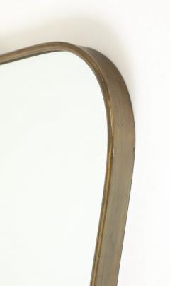 Gio Ponti Midcentury Italian Brass Wall Mirror Scroll Top Bottom in Style of Gio Ponti - 4479411