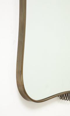 Gio Ponti Midcentury Italian Brass Wall Mirror Scroll Top Bottom in Style of Gio Ponti - 4479416