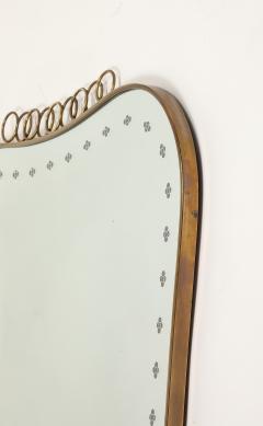 Gio Ponti Midcentury Italian Modernist Large Etched Glass Brass Mirror - 4219092