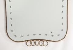 Gio Ponti Midcentury Italian Modernist Large Etched Glass Brass Mirror - 4219095
