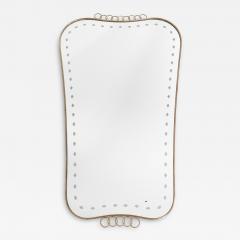 Gio Ponti Midcentury Italian Modernist Large Etched Glass Brass Mirror - 4219270