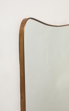 Gio Ponti Midcentury Italian Modernist Large Shaped Brass Wall Mirror Style of Gio Ponti - 4454040