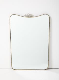 Gio Ponti Midcentury Italian Modernist Scroll Top Shaped Brass Mirror - 3645859