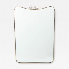Gio Ponti Midcentury Italian Modernist Scroll Top Shaped Brass Mirror - 3647622