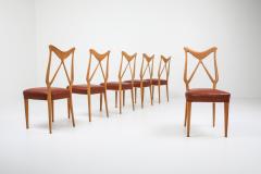 Gio Ponti Oak Leather Dining Chairs in the style of Ponti 1970s - 1248806