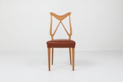 Gio Ponti Oak Leather Dining Chairs in the style of Ponti 1970s - 1248809