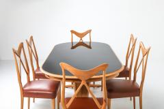 Gio Ponti Oak Leather Dining Chairs in the style of Ponti 1970s - 1248813