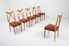 Gio Ponti Oak Leather Dining Chairs in the style of Ponti 1970s - 1248815