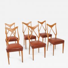 Gio Ponti Oak Leather Dining Chairs in the style of Ponti 1970s - 1250860