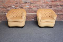 Gio Ponti Pair Gio Ponti for Casa E Giardino Velvet and Ebonized Walnut Club Chairs - 3019093