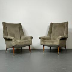 Gio Ponti Pair Italian Mid Century Modern Lounge Chairs Wing Back Gio Ponti Style - 2884027