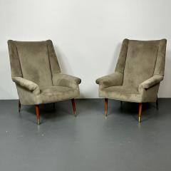 Gio Ponti Pair Italian Mid Century Modern Lounge Chairs Wing Back Gio Ponti Style - 2884028