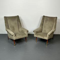 Gio Ponti Pair Italian Mid Century Modern Lounge Chairs Wing Back Gio Ponti Style - 2884029