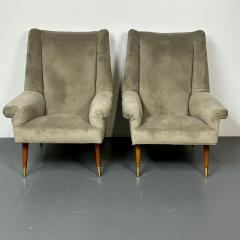 Gio Ponti Pair Italian Mid Century Modern Lounge Chairs Wing Back Gio Ponti Style - 2884030