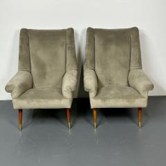 Gio Ponti Pair Italian Mid Century Modern Lounge Chairs Wing Back Gio Ponti Style - 2884031