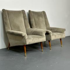 Gio Ponti Pair Italian Mid Century Modern Lounge Chairs Wing Back Gio Ponti Style - 2884032