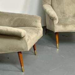 Gio Ponti Pair Italian Mid Century Modern Lounge Chairs Wing Back Gio Ponti Style - 2884033