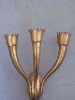 Gio Ponti Pair Italian Mid Century Modern Neoclassical Wall Sconce Attributed to Gio Ponti - 1782014
