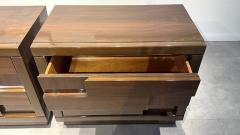 Gio Ponti Pair Italian Modern Dark Walnut and Chrome Banded Night Stands Manner of Ponti - 4757548