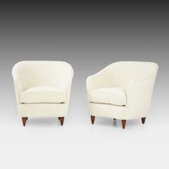 Gio Ponti Pair of Armchairs or Lounge Chairs in Ivory Boucl by Gio Ponti - 2620102