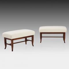 Gio Ponti Pair of Benches in Walnut and Boucl by Gio Ponti - 2742042