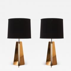Gio Ponti Pair of Custom Solid Brass Obelisk Table Lamps Circa 2000 - 4634304
