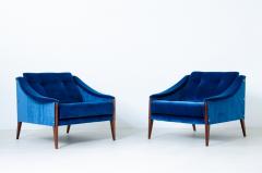 Gio Ponti Pair of Dezza model 24 armchairs with velvet upholstery  - 2776675