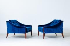 Gio Ponti Pair of Dezza model 24 armchairs with velvet upholstery  - 2776676