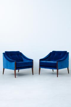 Gio Ponti Pair of Dezza model 24 armchairs with velvet upholstery  - 2776705