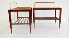 Gio Ponti Pair of Gio Ponti Walnut Side Tables Luggage Racks for Hotel Royal Naples 1953 - 1713306