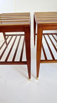 Gio Ponti Pair of Gio Ponti Walnut Side Tables Luggage Racks for Hotel Royal Naples 1953 - 1713336