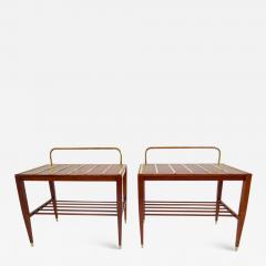 Gio Ponti Pair of Gio Ponti Walnut Side Tables Luggage Racks for Hotel Royal Naples 1953 - 1717773