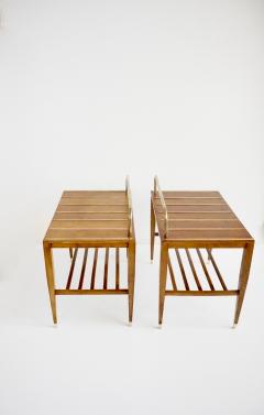 Gio Ponti Pair of Gio Ponti Walnut Side Tables Luggage Racks for Hotel Royal Naples 1955 - 4227776