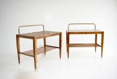 Gio Ponti Pair of Gio Ponti Walnut Side Tables Luggage Racks for Hotel Royal Naples 1955 - 4227778
