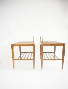 Gio Ponti Pair of Gio Ponti Walnut Side Tables Luggage Racks for Hotel Royal Naples 1955 - 4227779