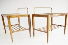 Gio Ponti Pair of Gio Ponti Walnut Side Tables Luggage Racks for Hotel Royal Naples 1955 - 4227780