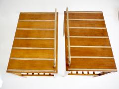 Gio Ponti Pair of Gio Ponti Walnut Side Tables Luggage Racks for Hotel Royal Naples 1955 - 4227782