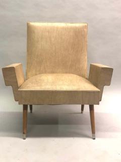 Gio Ponti Pair of Italian Futurist Mid Century Modern Lounge Chairs Giacomo Balla - 1604274