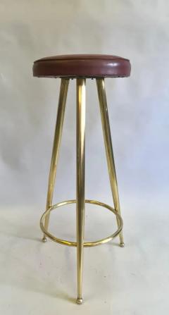 Gio Ponti Pair of Italian Mid Century Modern Brass Bar Stools by Gio Ponti - 3554840