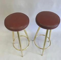 Gio Ponti Pair of Italian Mid Century Modern Brass Bar Stools by Gio Ponti - 3554851