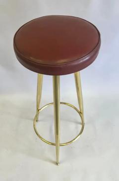 Gio Ponti Pair of Italian Mid Century Modern Brass Bar Stools by Gio Ponti - 3554854