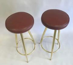 Gio Ponti Pair of Italian Mid Century Modern Brass Bar Stools by Gio Ponti - 3554859