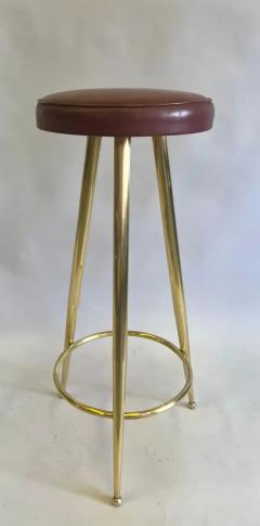 Gio Ponti Pair of Italian Mid Century Modern Brass Bar Stools by Gio Ponti - 3554861