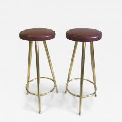 Gio Ponti Pair of Italian Mid Century Modern Brass Bar Stools by Gio Ponti - 3561451