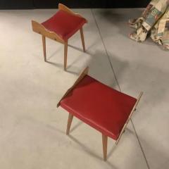 Gio Ponti Pair of Italian Mid Century Modern Wood Benches Stools Attributed to Gio Ponti - 4112144